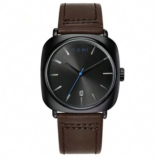 TOMI T-084 Men's Watch Quartz Date Leather Strap