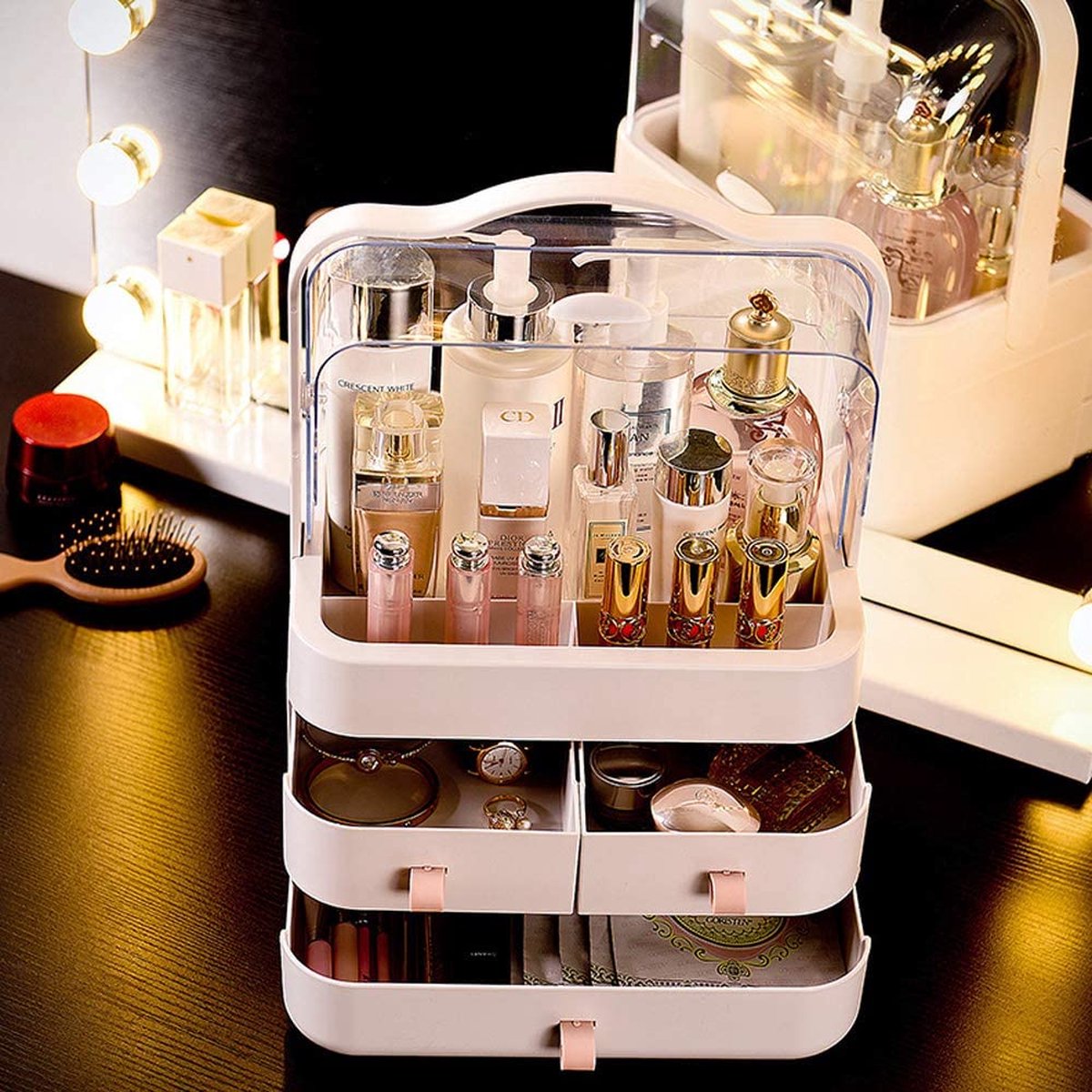 Acrylic double sided cosmetic organizer