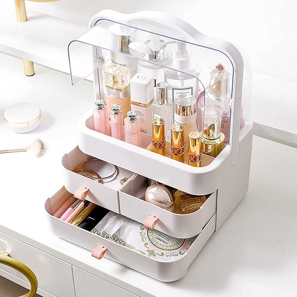 Acrylic double sided cosmetic organizer