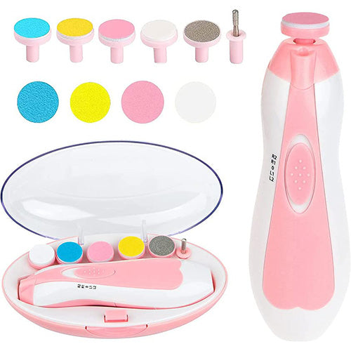 Electric Baby Nail Trimmer with 6 Grinding Heads and LED Light for Babies and Newborns