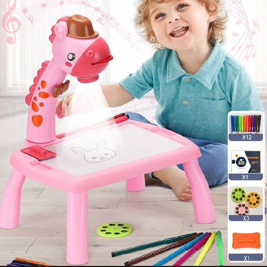 Kids Led Projector Drawing Table Toy Art Drawing Board Painting Set