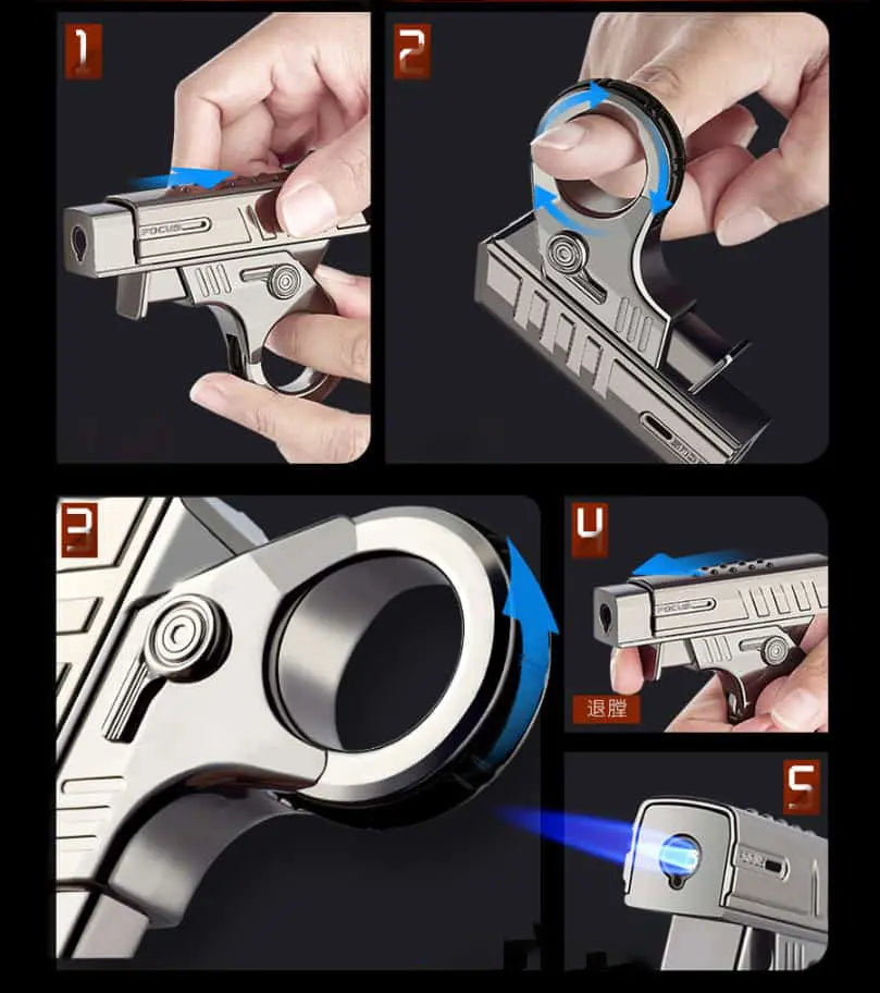 Refillable fancy focus gun lighter