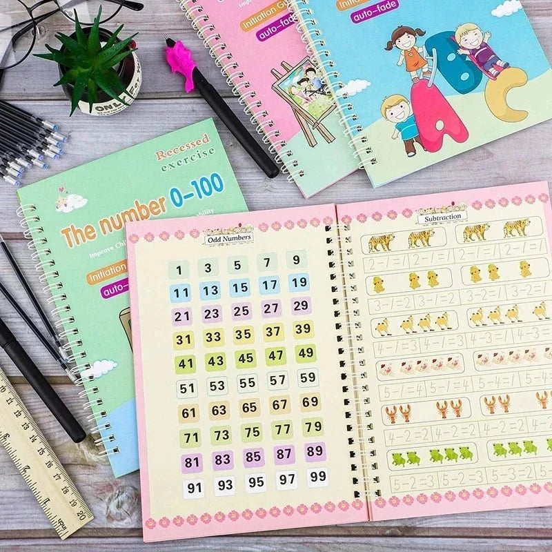 Sank Magic Practice Copybook Pen Preschools Kids 4-Pcs