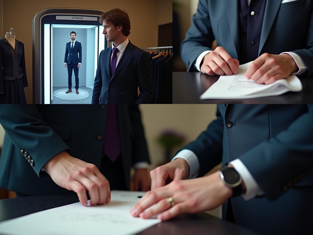 3D body scan kiosk measuring a client